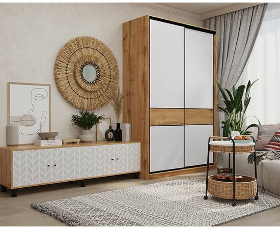 Шкаф-купе SLIM,125*60, Дуб вотан, Белый шёлк, изображение 2 | Интернет магазин мебели и декора LifeDekor
