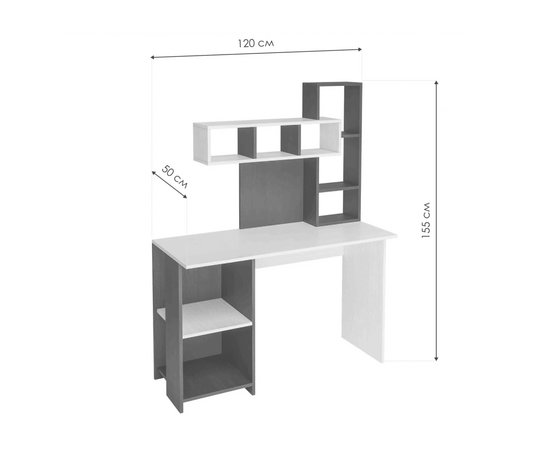 Компьютерный стол Эфес дуб крафт серый / белый, изображение 3 | Интернет магазин мебели и декора LifeDekor