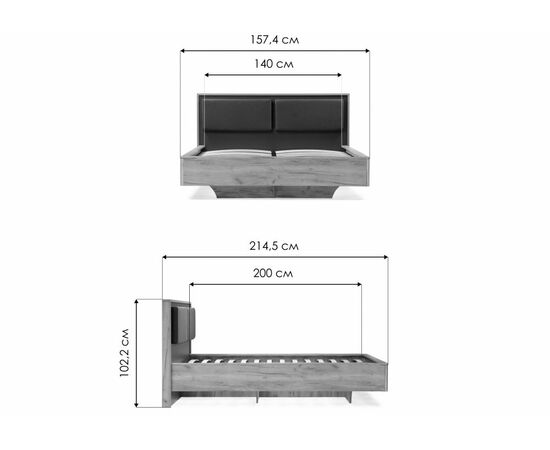 Кровать Клауд 140х200 парящая дуб крафт золотой / антрацит, изображение 2 | Интернет магазин мебели и декора LifeDekor