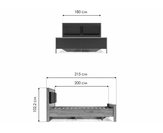 Кровать Тхан 180х200 дуб крафт золотой / антрацит, изображение 2 | Интернет магазин мебели и декора LifeDekor