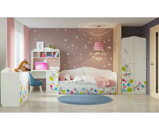 Шкаф "Цветы", Белый шёлк, изображение 2 | Интернет магазин мебели и декора LifeDekor