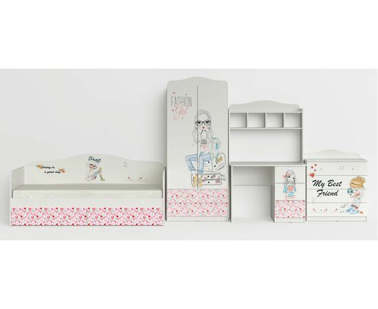 Шкаф "Девочки", Белый шёлк, изображение 2 | Интернет магазин мебели и декора LifeDekor