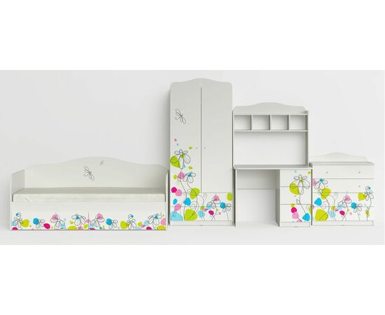 Кровать "Цветы"  Белый шёлк, изображение 3 | Интернет магазин мебели и декора LifeDekor