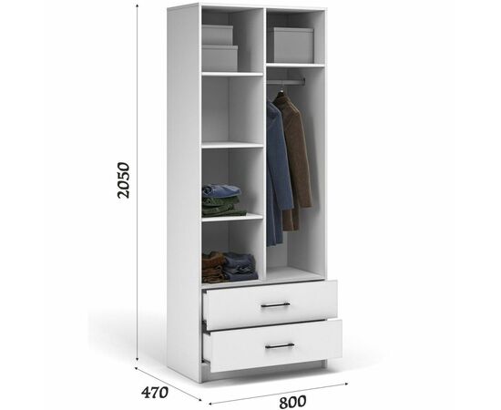 Шкаф «Чикаго» 2д2ящ, белый, изображение 3 | Интернет магазин мебели и декора LifeDekor