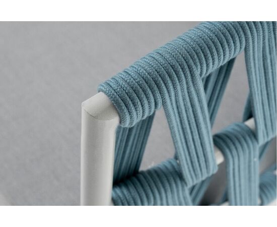 "Диего" диван 2-местный плетеный из роупа, каркас алюминий светло-серый (RAL7035) муар, роуп бирюзовый круглый, ткань светло-серая, изображение 5 | Интернет магазин мебели и декора LifeDekor