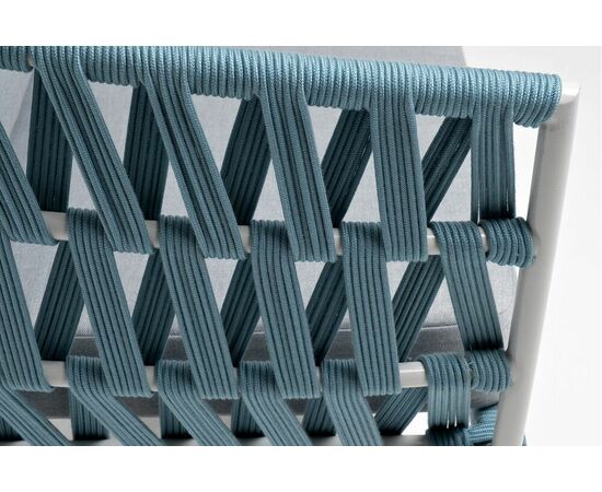 "Диего" диван 2-местный плетеный из роупа, каркас алюминий светло-серый (RAL7035) муар, роуп бирюзовый круглый, ткань светло-серая, изображение 6 | Интернет магазин мебели и декора LifeDekor