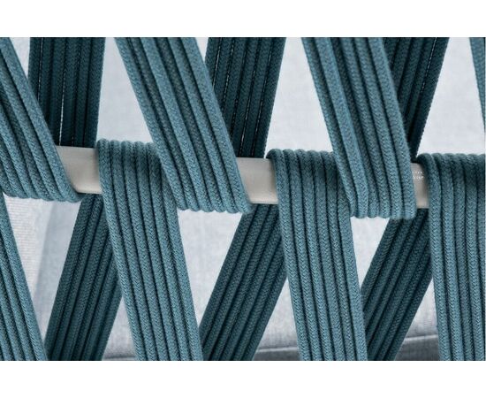 "Диего" диван 2-местный плетеный из роупа, каркас алюминий светло-серый (RAL7035) муар, роуп бирюзовый круглый, ткань светло-серая, изображение 7 | Интернет магазин мебели и декора LifeDekor