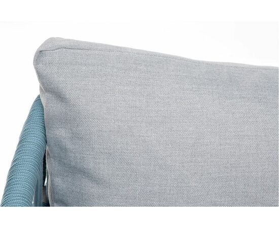 "Диего" диван 2-местный плетеный из роупа, каркас алюминий светло-серый (RAL7035) муар, роуп бирюзовый круглый, ткань светло-серая, изображение 11 | Интернет магазин мебели и декора LifeDekor