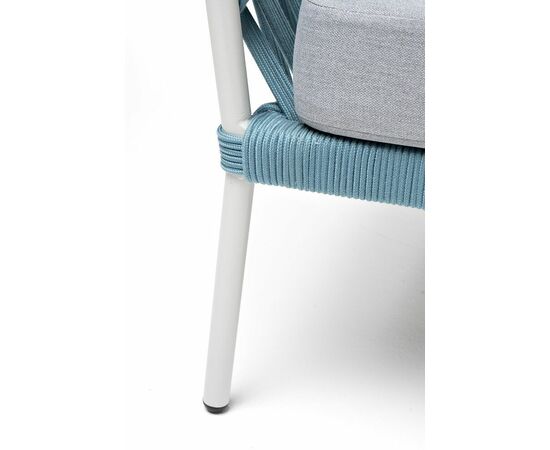 "Диего" диван 2-местный плетеный из роупа, каркас алюминий светло-серый (RAL7035) муар, роуп бирюзовый круглый, ткань светло-серая, изображение 12 | Интернет магазин мебели и декора LifeDekor