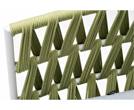 "Диего" диван 2-местный плетеный из роупа, каркас алюминий светло-серый (RAL7035) муар, роуп салатовый меланж круглый, ткань светло-серая, изображение 4 | Интернет магазин мебели и декора LifeDekor