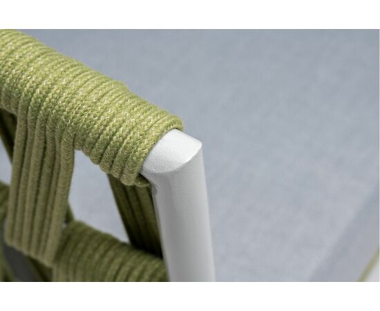 "Диего" диван 2-местный плетеный из роупа, каркас алюминий светло-серый (RAL7035) муар, роуп салатовый меланж круглый, ткань светло-серая, изображение 7 | Интернет магазин мебели и декора LifeDekor