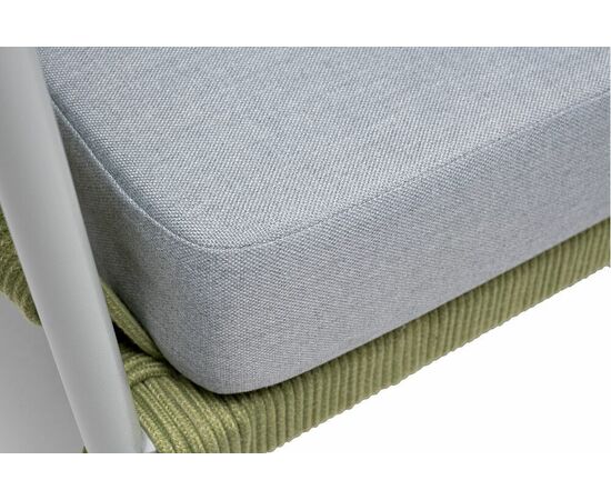 "Диего" диван 2-местный плетеный из роупа, каркас алюминий светло-серый (RAL7035) муар, роуп салатовый меланж круглый, ткань светло-серая, изображение 8 | Интернет магазин мебели и декора LifeDekor