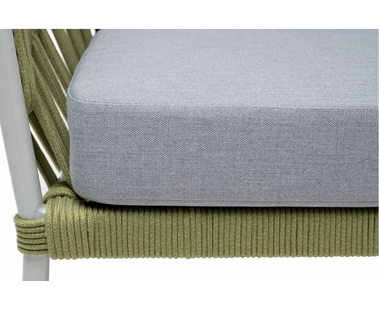 "Диего" диван 2-местный плетеный из роупа, каркас алюминий светло-серый (RAL7035) муар, роуп салатовый меланж круглый, ткань светло-серая, изображение 9 | Интернет магазин мебели и декора LifeDekor