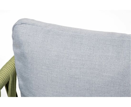 "Диего" диван 2-местный плетеный из роупа, каркас алюминий светло-серый (RAL7035) муар, роуп салатовый меланж круглый, ткань светло-серая, изображение 12 | Интернет магазин мебели и декора LifeDekor