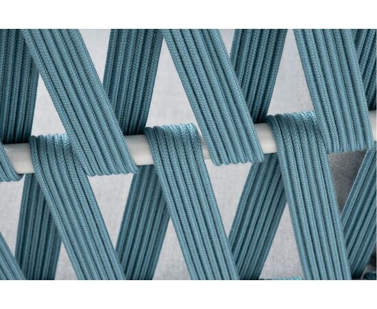 "Диего" кресло плетеное из роупа, каркас алюминий светло-серый (RAL7035) муар, роуп бирюзовый круглый, ткань светло-серая, изображение 7 | Интернет магазин мебели и декора LifeDekor