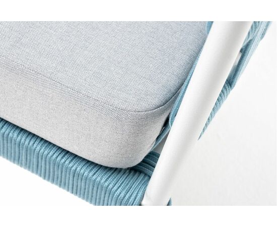"Диего" кресло плетеное из роупа, каркас алюминий светло-серый (RAL7035) муар, роуп бирюзовый круглый, ткань светло-серая, изображение 8 | Интернет магазин мебели и декора LifeDekor