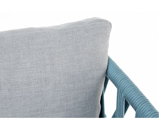 "Диего" кресло плетеное из роупа, каркас алюминий светло-серый (RAL7035) муар, роуп бирюзовый круглый, ткань светло-серая, изображение 11 | Интернет магазин мебели и декора LifeDekor