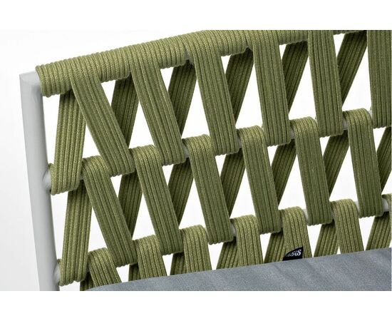 "Диего" кресло плетеное из роупа, каркас алюминий светло-серый (RAL7035) муар, роуп салатовый меланж круглый, ткань светло-серая, изображение 5 | Интернет магазин мебели и декора LifeDekor