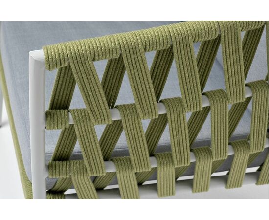 "Диего" кресло плетеное из роупа, каркас алюминий светло-серый (RAL7035) муар, роуп салатовый меланж круглый, ткань светло-серая, изображение 6 | Интернет магазин мебели и декора LifeDekor