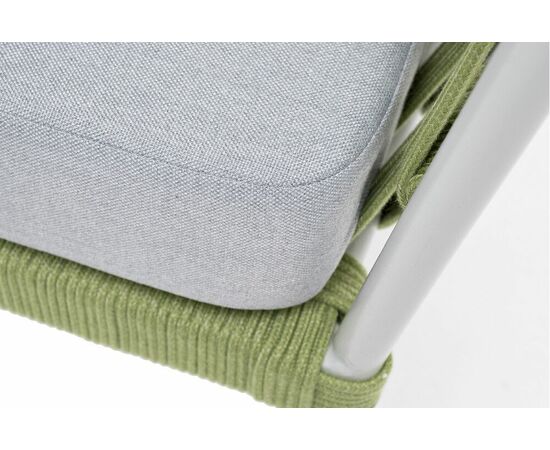 "Диего" кресло плетеное из роупа, каркас алюминий светло-серый (RAL7035) муар, роуп салатовый меланж круглый, ткань светло-серая, изображение 8 | Интернет магазин мебели и декора LifeDekor