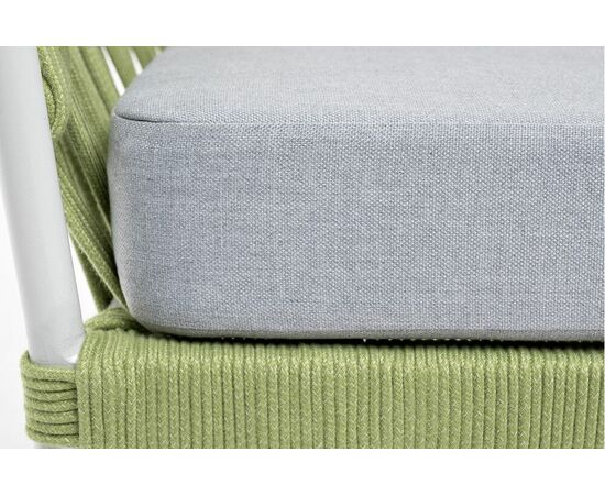 "Диего" кресло плетеное из роупа, каркас алюминий светло-серый (RAL7035) муар, роуп салатовый меланж круглый, ткань светло-серая, изображение 9 | Интернет магазин мебели и декора LifeDekor