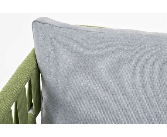 "Диего" кресло плетеное из роупа, каркас алюминий светло-серый (RAL7035) муар, роуп салатовый меланж круглый, ткань светло-серая, изображение 11 | Интернет магазин мебели и декора LifeDekor