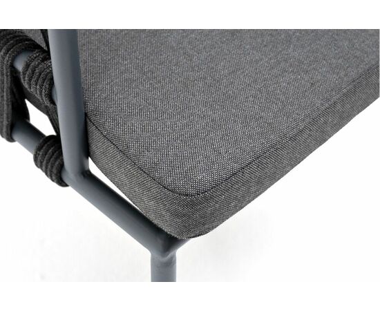"Диего" стул плетеный из роупа, каркас из стали серый (RAL7022) муар, роуп темно-серый круглый, ткань темно-серая 027, изображение 7 | Интернет магазин мебели и декора LifeDekor