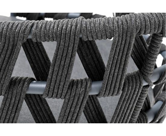 "Диего" стул плетеный из роупа, каркас из стали серый (RAL7022) муар, роуп темно-серый круглый, ткань темно-серая 027, изображение 9 | Интернет магазин мебели и декора LifeDekor