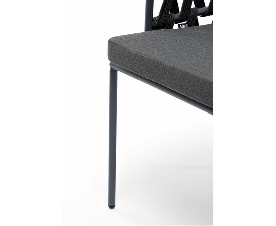 "Диего" стул плетеный из роупа, каркас из стали серый (RAL7022) муар, роуп темно-серый круглый, ткань темно-серая 027, изображение 10 | Интернет магазин мебели и декора LifeDekor