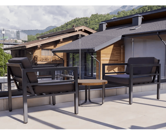 "Эстелья" кресло, каркас алюминий темно-серый (RAL7024) муар, ткань темно-серая 027 | Интернет магазин мебели и декора LifeDekor