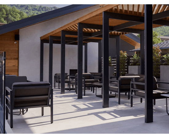 "Эстелья" кресло, каркас алюминий темно-серый (RAL7024) муар, ткань темно-серая 027, изображение 2 | Интернет магазин мебели и декора LifeDekor