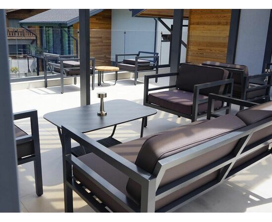 "Эстелья" кресло, каркас алюминий темно-серый (RAL7024) муар, ткань темно-серая 027, изображение 3 | Интернет магазин мебели и декора LifeDekor