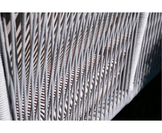 "Канны" диван 2-местный плетеный из роупа, каркас алюминий белый муар, роуп светло-серый круглый, ткань серая 017, изображение 2 | Интернет магазин мебели и декора LifeDekor