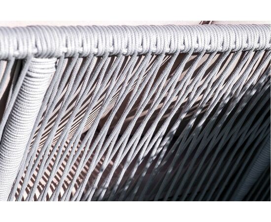 "Канны" диван 2-местный плетеный из роупа, каркас алюминий белый муар, роуп светло-серый круглый, ткань серая 017, изображение 3 | Интернет магазин мебели и декора LifeDekor