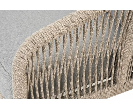 "Канны" диван 2-местный плетеный из роупа, каркас алюминий светло-серый (RAL7035) шагрень, роуп серый меланж круглый, ткань светло-серая, изображение 4 | Интернет магазин мебели и декора LifeDekor