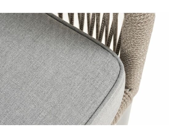 "Канны" диван 2-местный плетеный из роупа, каркас алюминий светло-серый (RAL7035) шагрень, роуп серый меланж круглый, ткань светло-серая, изображение 7 | Интернет магазин мебели и декора LifeDekor