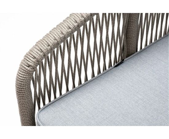 "Канны" кресло плетеное из роупа, каркас алюминий светло-серый (RAL7035) муар, роуп серый меланж круглый, ткань светло-серая, изображение 5 | Интернет магазин мебели и декора LifeDekor