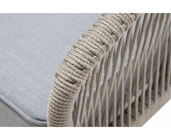 "Канны" кресло плетеное из роупа, каркас алюминий светло-серый (RAL7035) муар, роуп серый меланж круглый, ткань светло-серая, изображение 6 | Интернет магазин мебели и декора LifeDekor