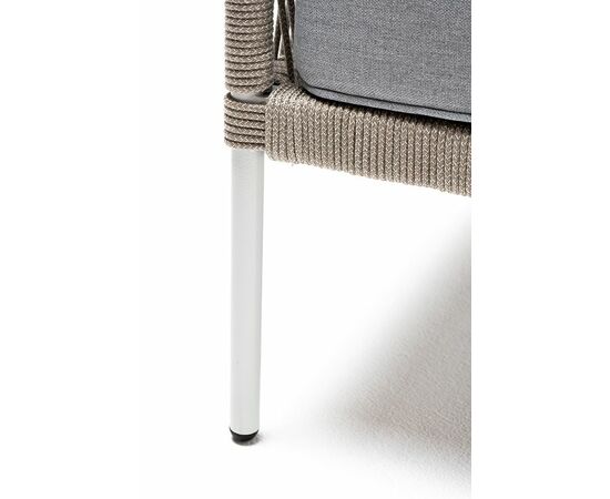 "Канны" кресло плетеное из роупа, каркас алюминий светло-серый (RAL7035) муар, роуп серый меланж круглый, ткань светло-серая, изображение 7 | Интернет магазин мебели и декора LifeDekor