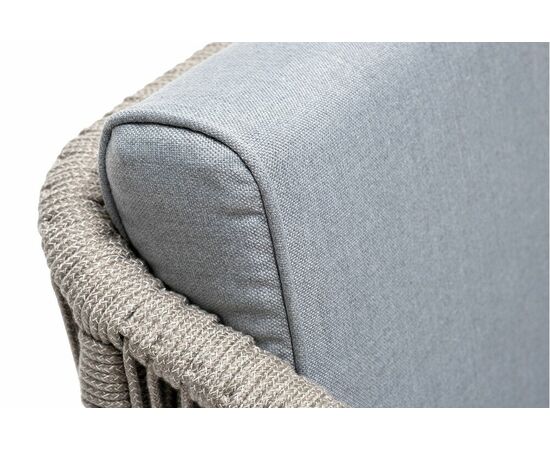 "Канны" кресло плетеное из роупа, каркас алюминий светло-серый (RAL7035) муар, роуп серый меланж круглый, ткань светло-серая, изображение 8 | Интернет магазин мебели и декора LifeDekor