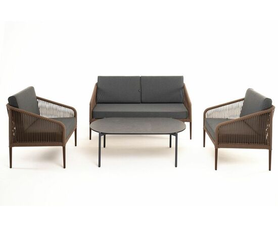 "Канны" лаунж-зона 4-местная из роупа со столом "Верона" (серый гранит), каркас алюминиевый коричневый, роуп коричневый, изображение 18 | Интернет магазин мебели и декора LifeDekor