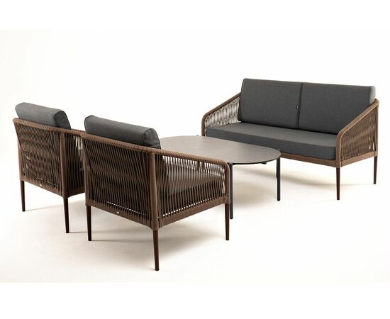 "Канны" лаунж-зона 4-местная из роупа со столом "Верона" (серый гранит), каркас алюминиевый коричневый, роуп коричневый, изображение 19 | Интернет магазин мебели и декора LifeDekor