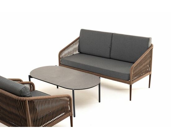 "Канны" лаунж-зона 4-местная из роупа со столом "Верона" (серый гранит), каркас алюминиевый коричневый, роуп коричневый, изображение 21 | Интернет магазин мебели и декора LifeDekor