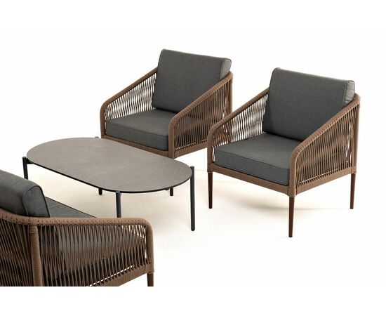 "Канны" лаунж-зона 4-местная из роупа со столом "Верона" (серый гранит), каркас алюминиевый коричневый, роуп коричневый, изображение 22 | Интернет магазин мебели и декора LifeDekor