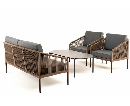 "Канны" лаунж-зона 4-местная из роупа со столом "Верона" (серый гранит), каркас алюминиевый коричневый, роуп коричневый, изображение 23 | Интернет магазин мебели и декора LifeDekor