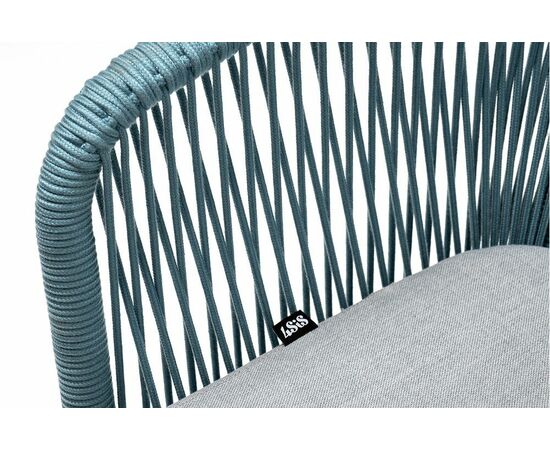 "Марсель" стул плетеный из роупа, каркас алюминий светло-серый (RAL7035) муар, роуп бирюзовый круглый, ткань светло-серая, изображение 5 | Интернет магазин мебели и декора LifeDekor