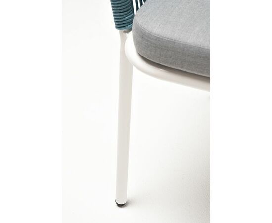 "Марсель" стул плетеный из роупа, каркас алюминий светло-серый (RAL7035) муар, роуп бирюзовый круглый, ткань светло-серая, изображение 7 | Интернет магазин мебели и декора LifeDekor