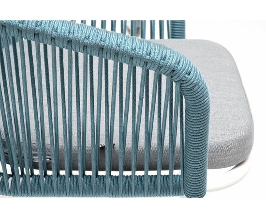 "Марсель" стул плетеный из роупа, каркас алюминий светло-серый (RAL7035) муар, роуп бирюзовый круглый, ткань светло-серая, изображение 8 | Интернет магазин мебели и декора LifeDekor