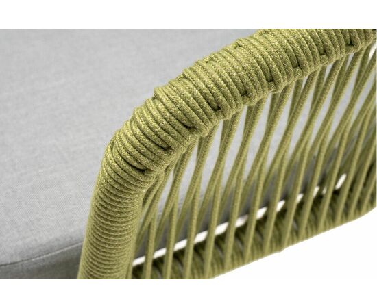 "Марсель" стул плетеный из роупа, каркас алюминий светло-серый (RAL7035) шагрень, роуп салатовый меланж круглый, ткань светло-серая, изображение 4 | Интернет магазин мебели и декора LifeDekor