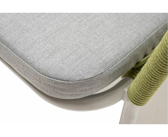 "Марсель" стул плетеный из роупа, каркас алюминий светло-серый (RAL7035) шагрень, роуп салатовый меланж круглый, ткань светло-серая, изображение 6 | Интернет магазин мебели и декора LifeDekor